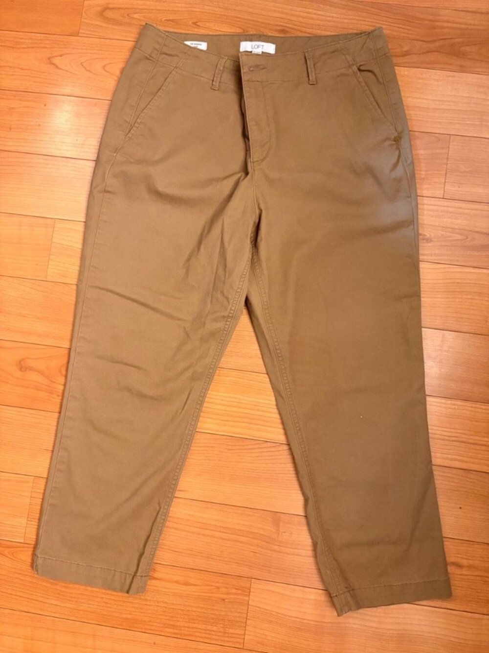 LOFT The Monroe Slim Ankle Chino Pants Tan Khaki Size 12P Petite